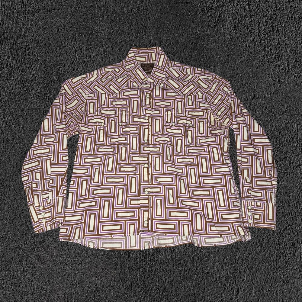 2010s Brown/Purple Lucky Brand Pearl Snap western Shirt